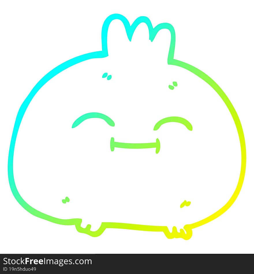 cold gradient line drawing of a cartoon happy root vegetable