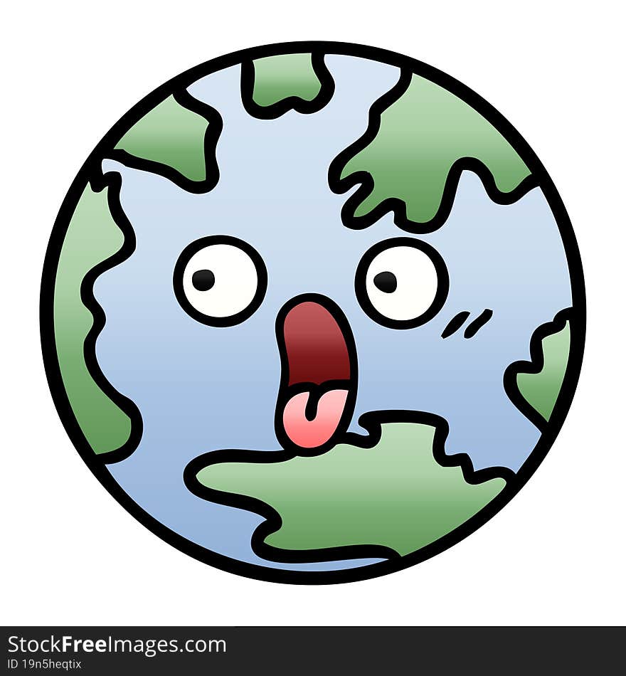 Gradient Shaded Cartoon Planet Earth