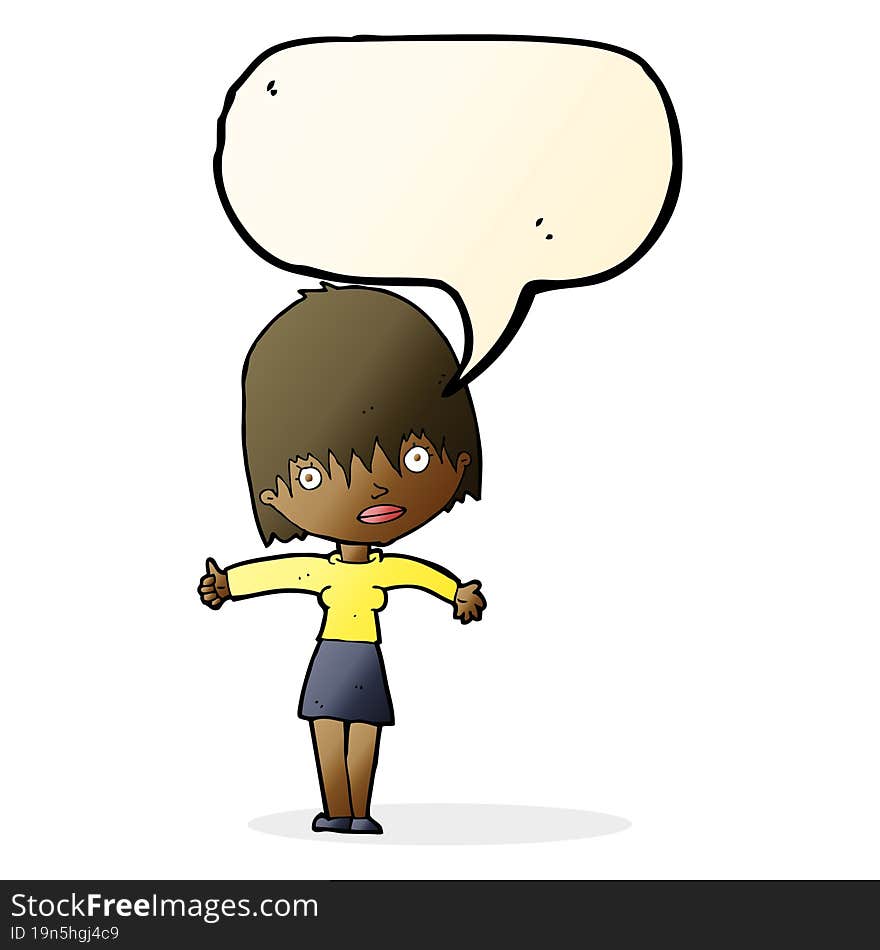 cartoon curious woman with speech bubble