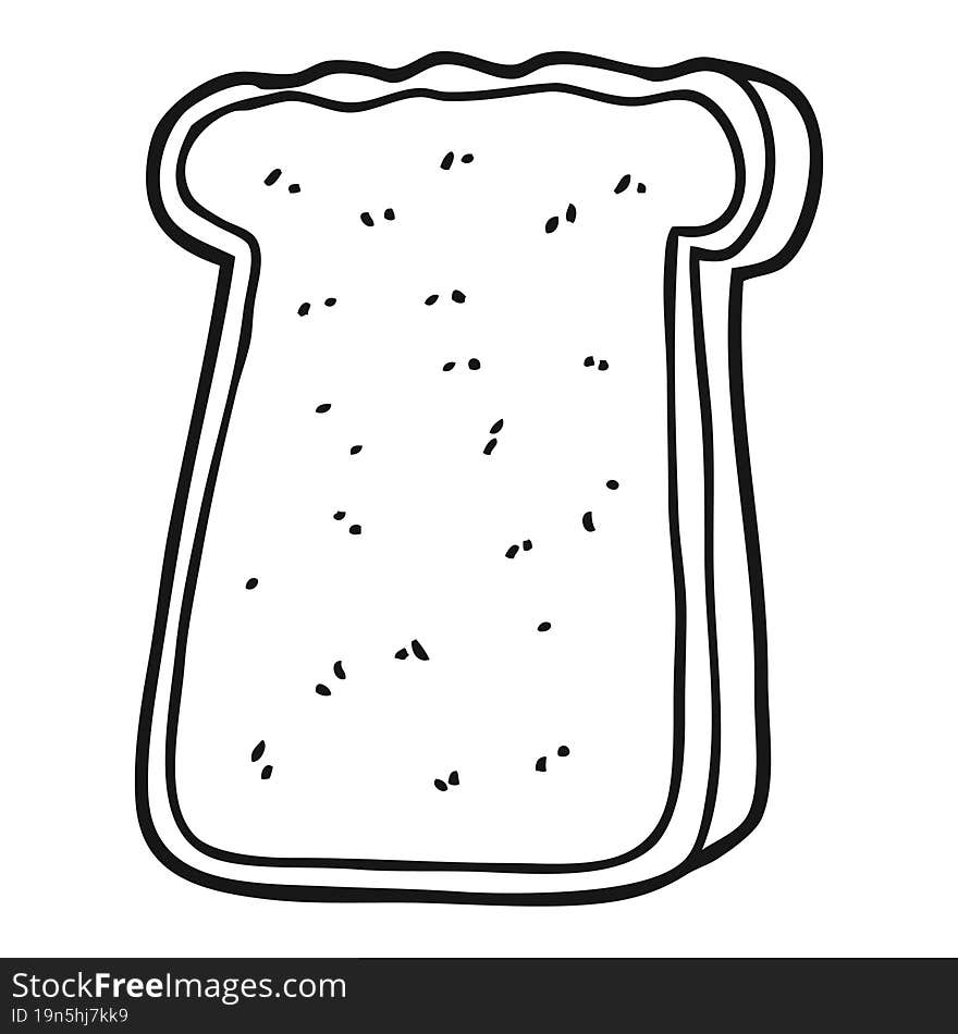 freehand drawn black and white cartoon slice of toast