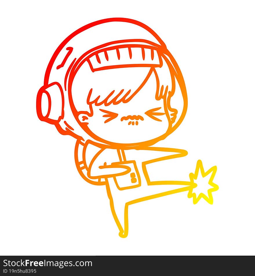 warm gradient line drawing cartoon astronaut woman