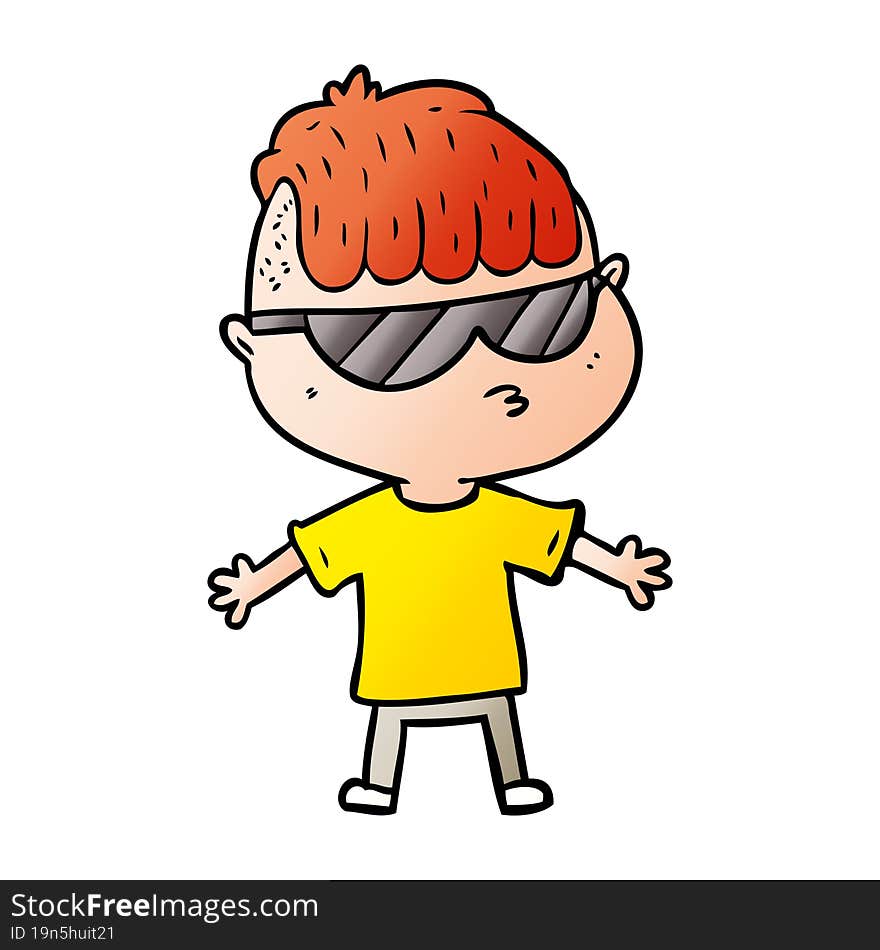 cartoon boy wearing sunglasses. cartoon boy wearing sunglasses