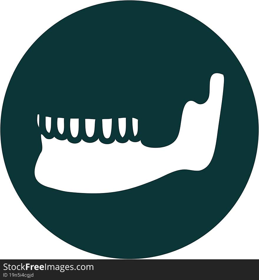 iconic tattoo style image of a skeleton jaw. iconic tattoo style image of a skeleton jaw