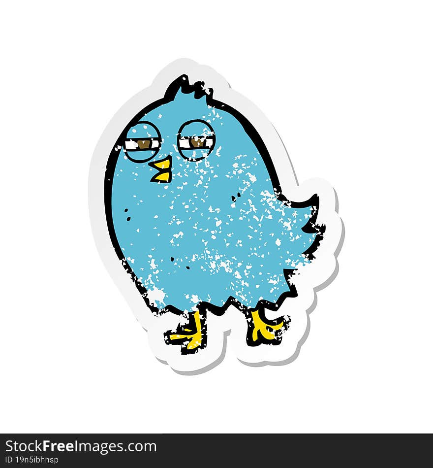 retro distressed sticker of a funny cartoon bird