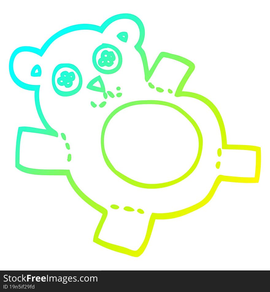 cold gradient line drawing cartoon teddy bear