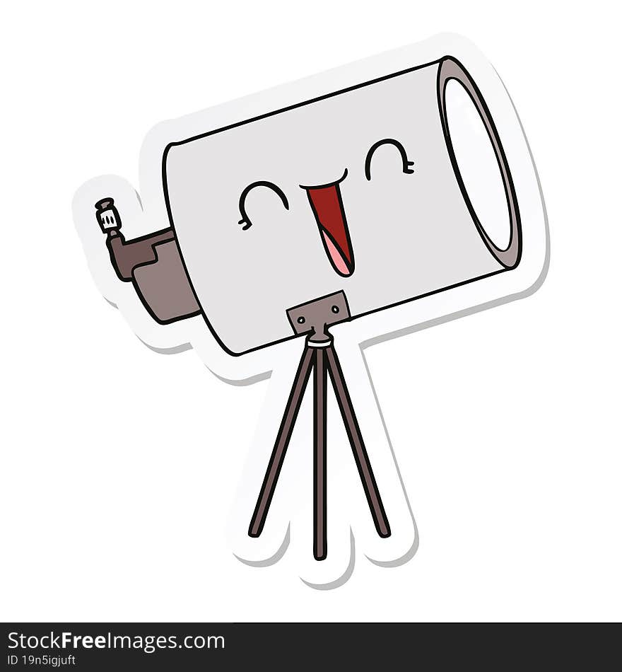 sticker of a cartoon telescope with face