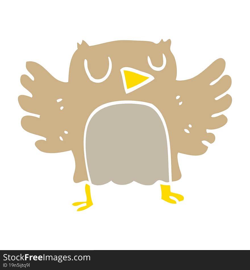 flat color illustration cartoon owl