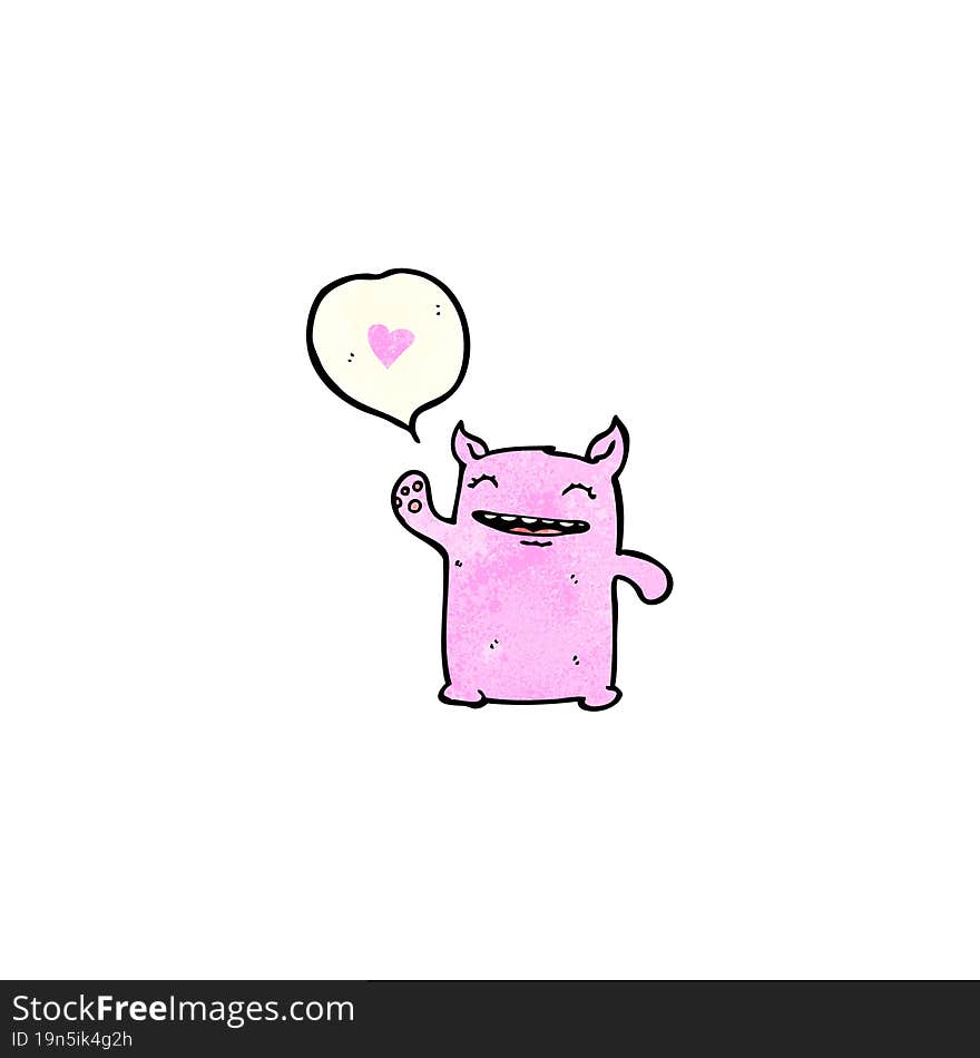 friendly pink monster cartoon