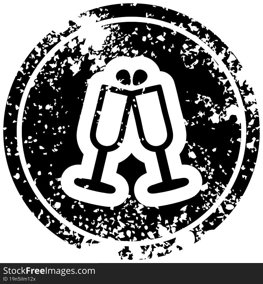 raised glasses distressed icon symbol