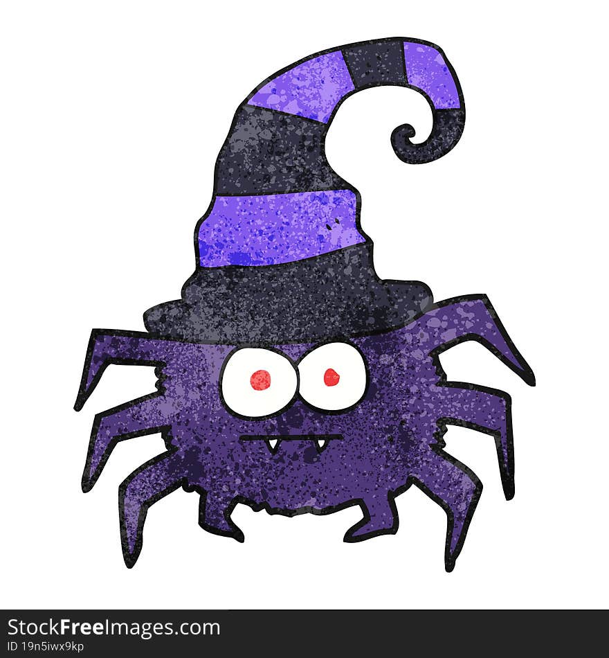 freehand textured cartoon halloween spider