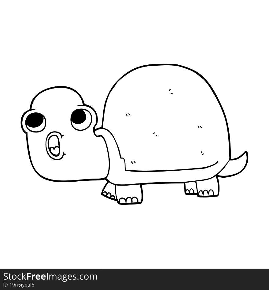 line drawing cartoon shocked turtle