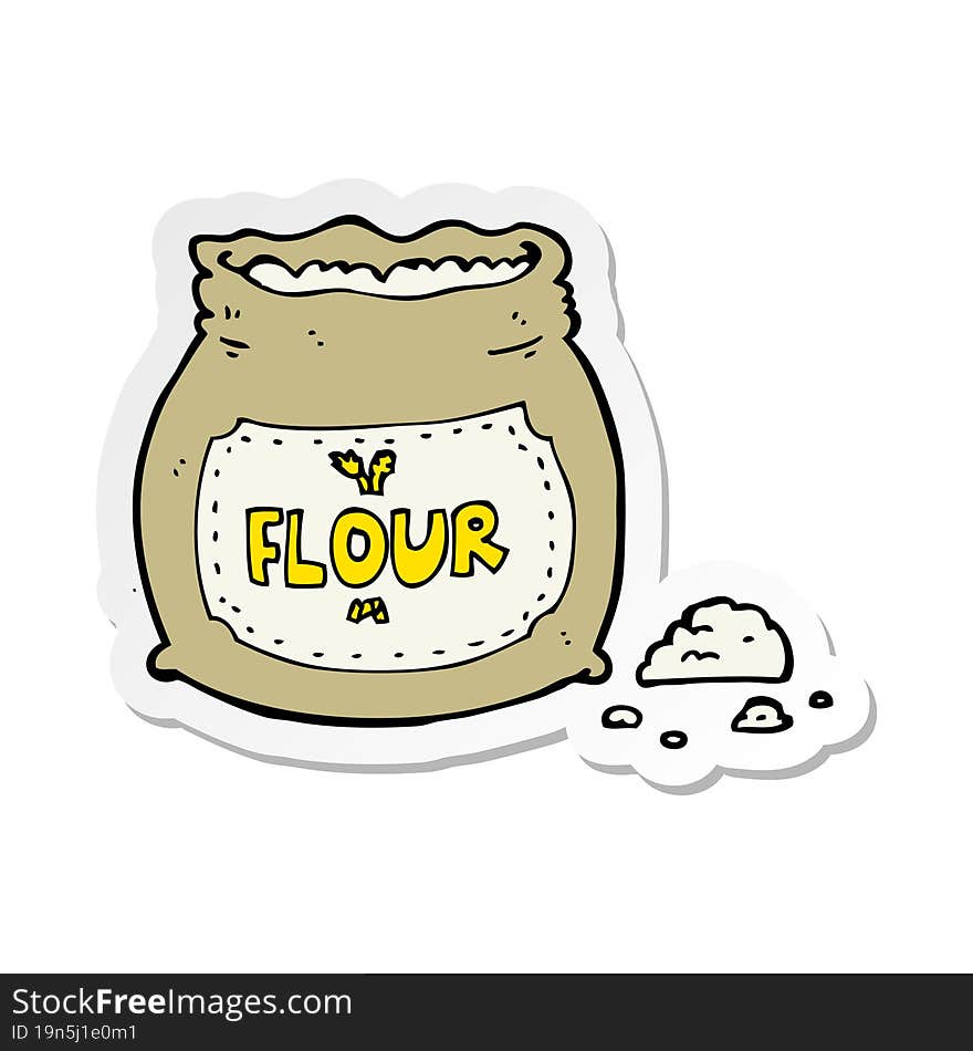 sticker of a cartoon bag of flour