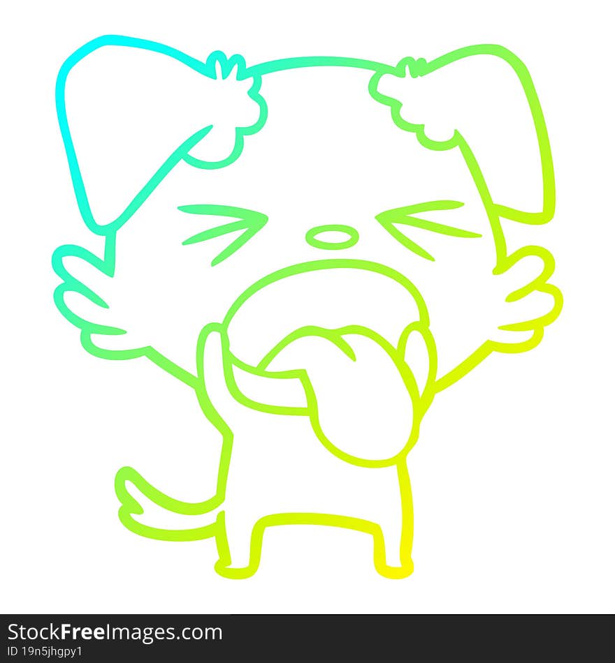 cold gradient line drawing of a cartoon disgusted dog