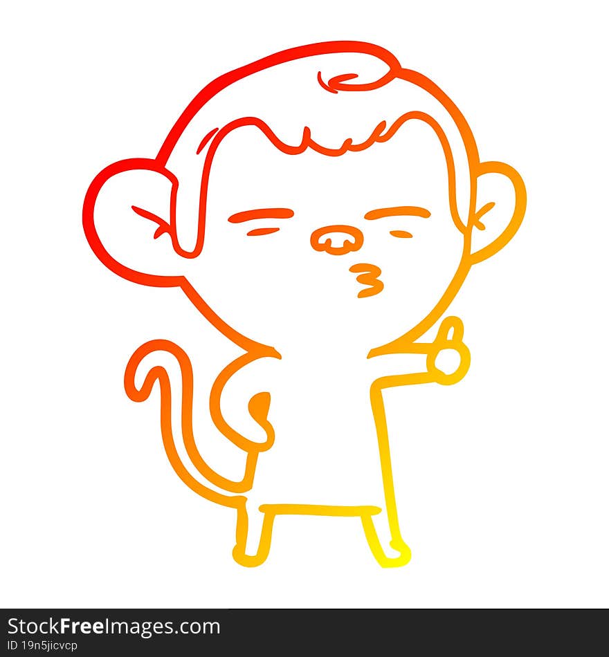 warm gradient line drawing cartoon suspicious monkey