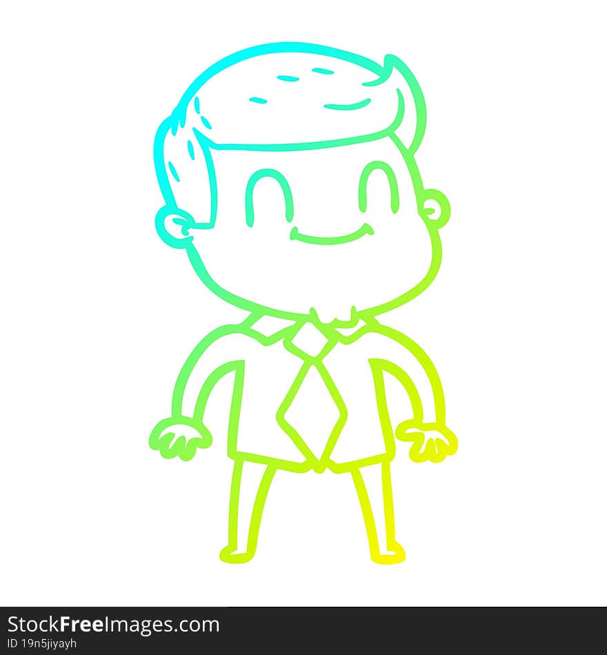 cold gradient line drawing of a cartoon friendly man