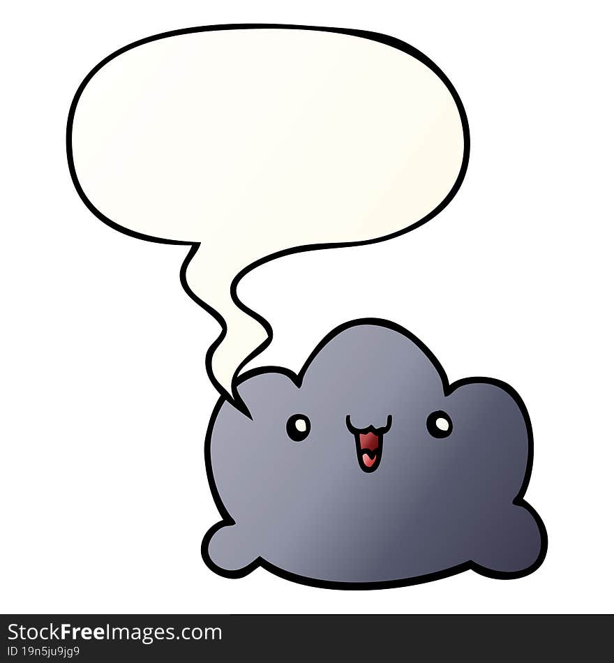 cartoon cloud and speech bubble in smooth gradient style