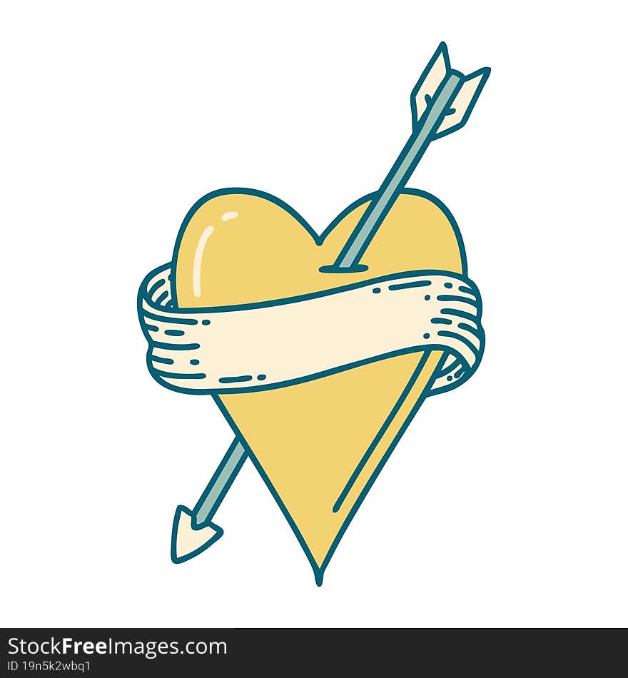 Tattoo Style Icon Of An Arrow Heart And Banner