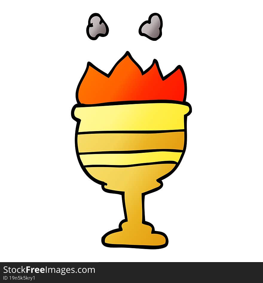 cartoon doodle flaming golden cup