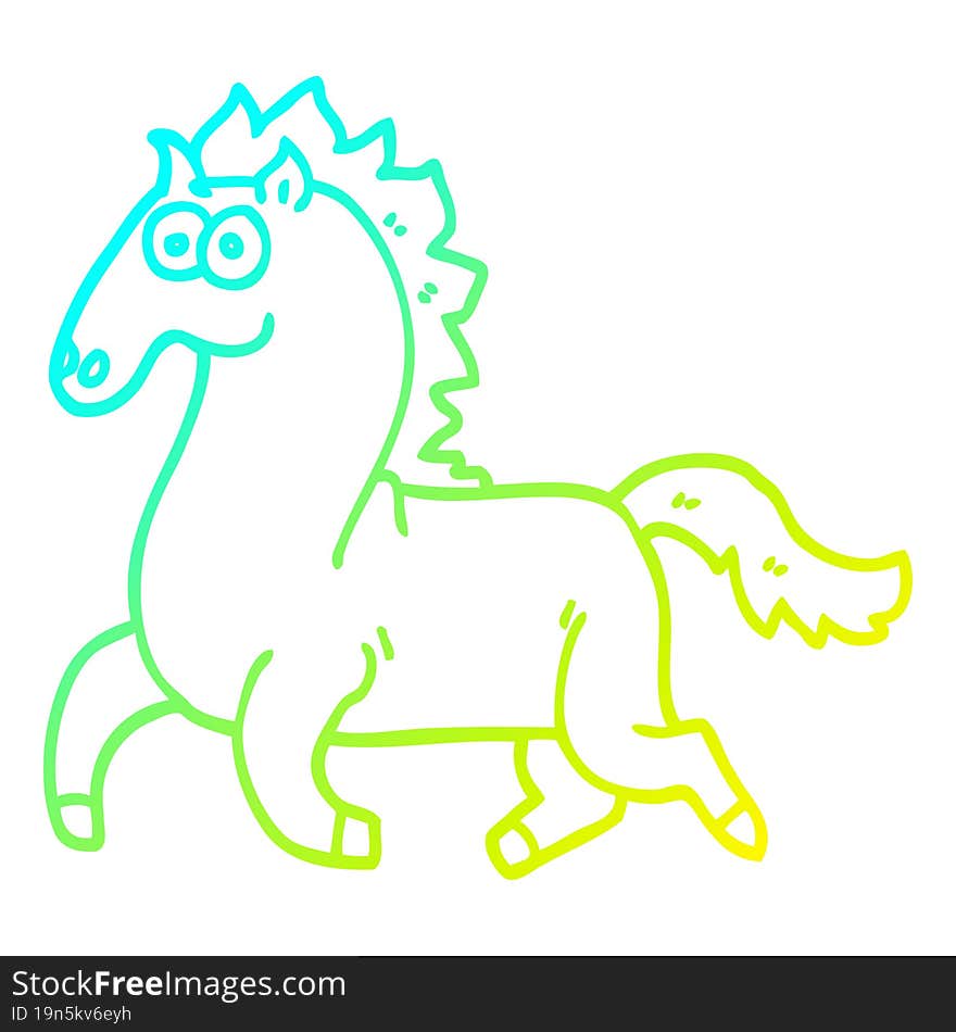 cold gradient line drawing cartoon running horse