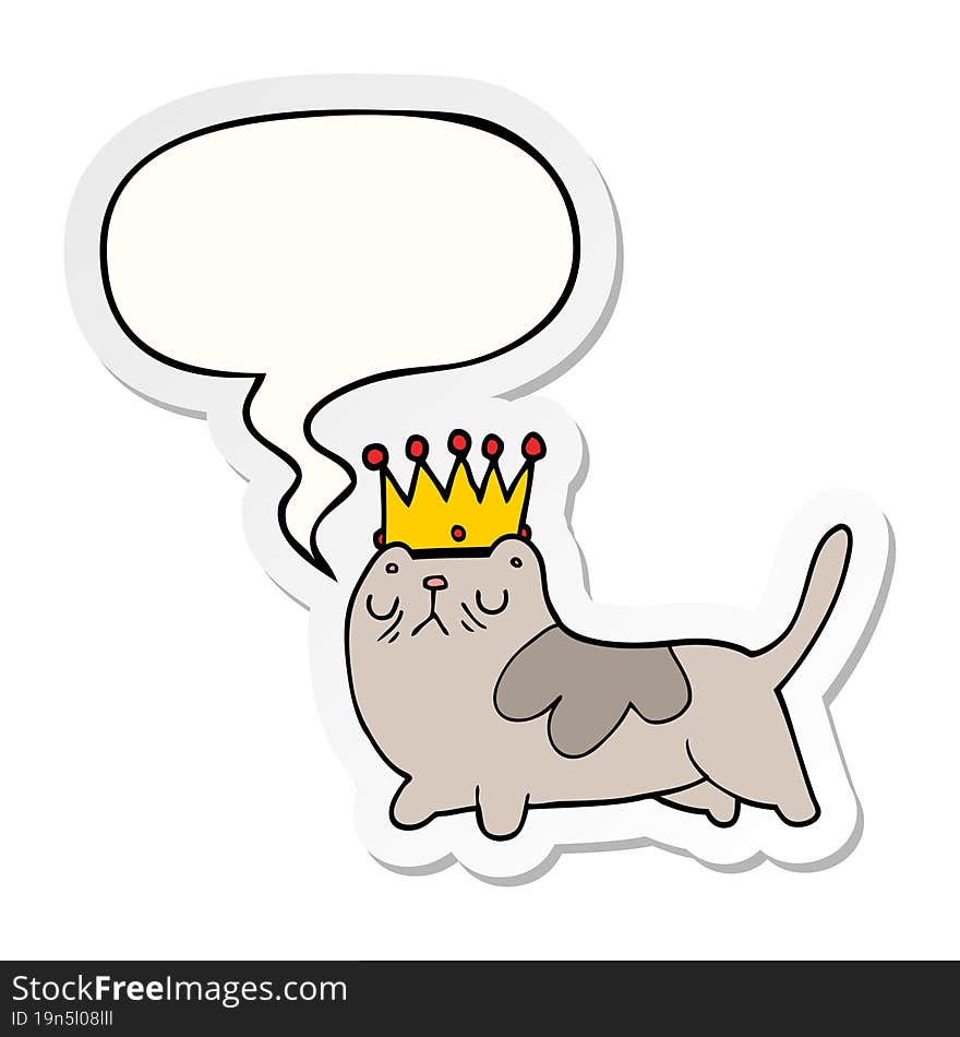 Cartoon Arrogant Cat And Speech Bubble Sticker