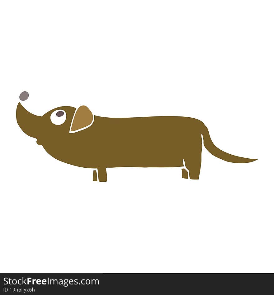 flat color illustration cartoon dachshund