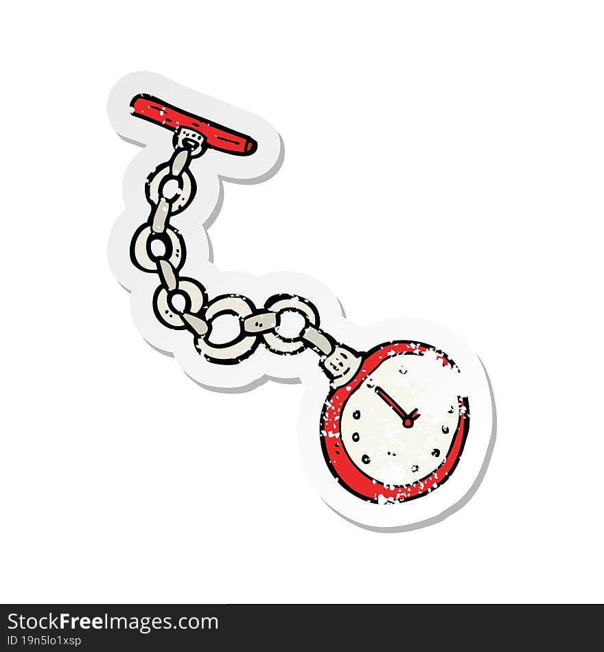 retro distressed sticker of a cartoon old pocket watch