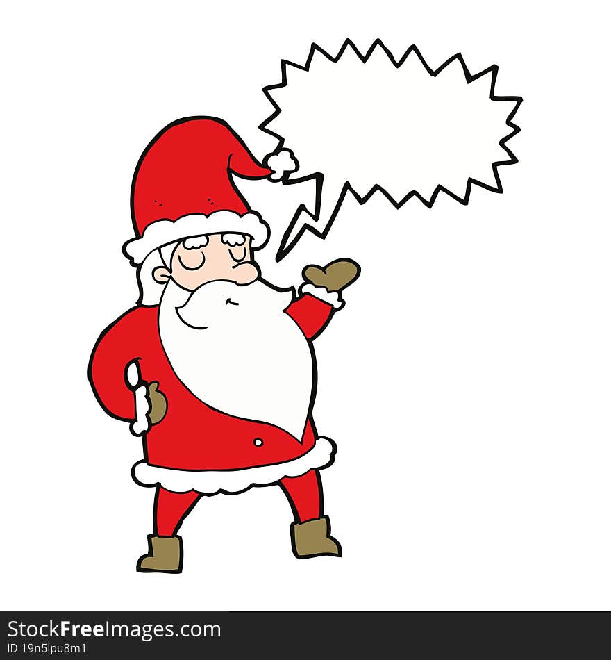 cartoon santa claus with speech bubble