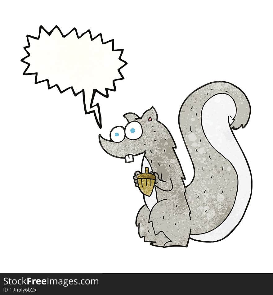 Speech Bubble Textured Cartoon Squirrel With Nut