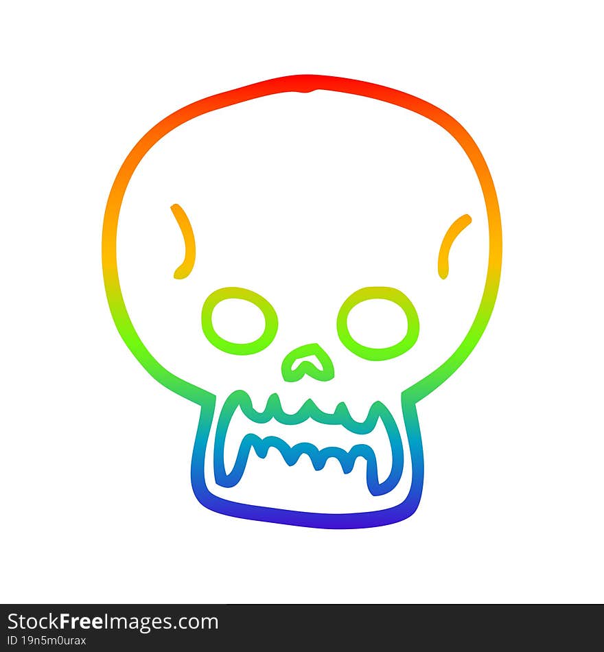 rainbow gradient line drawing cartoon halloween skull