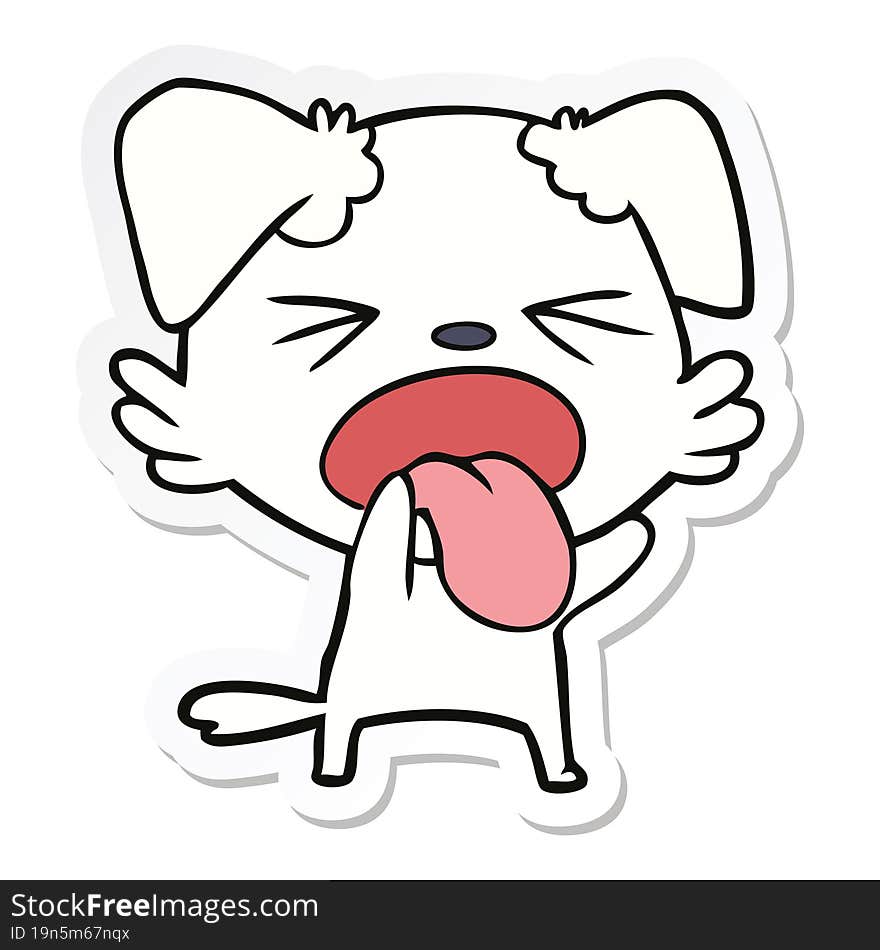 sticker of a cartoon disgusted dog