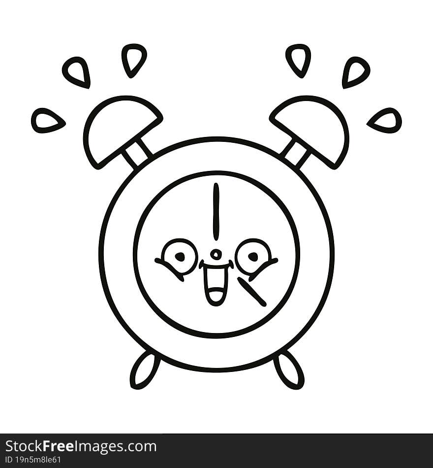 Line Drawing Cartoon Alarm Clock