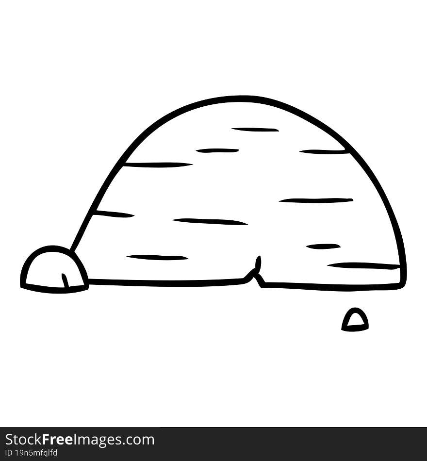 hand drawn line drawing doodle of grey stone boulder