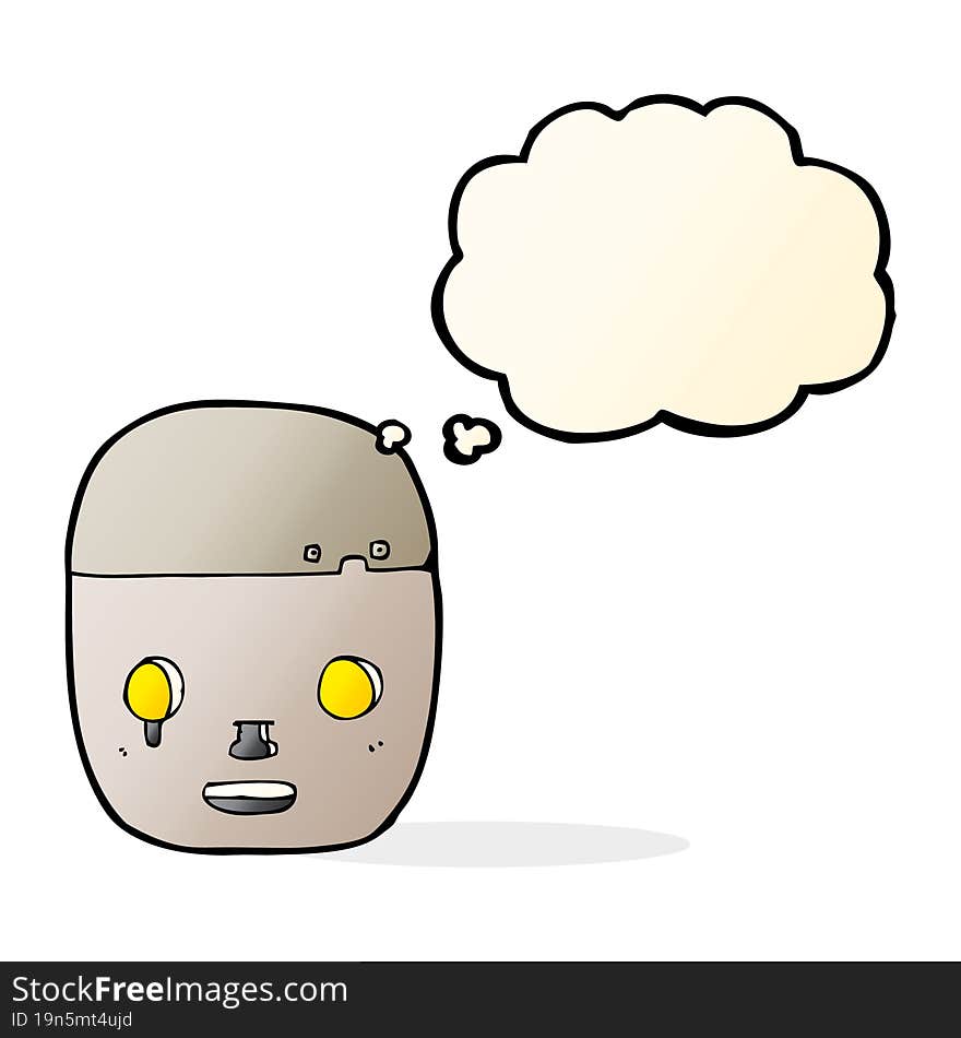 cartoon robot head with thought bubble