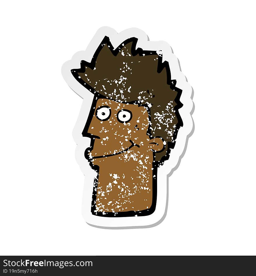 retro distressed sticker of a cartoon happy man