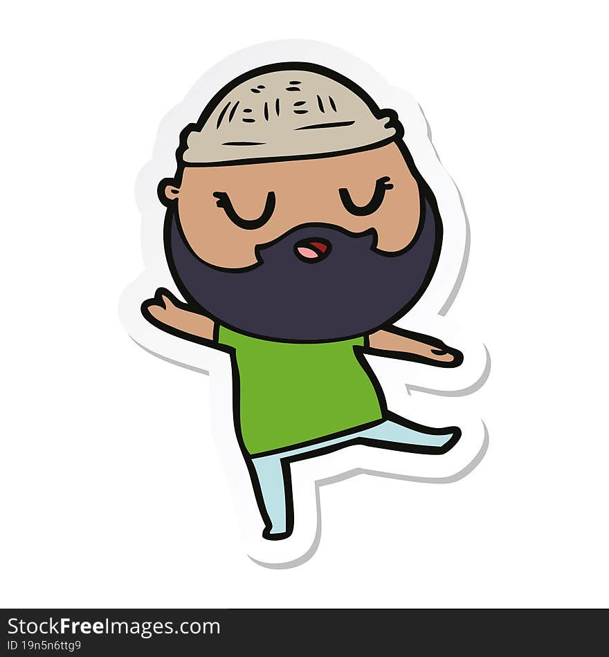 sticker of a cute cartoon man with beard