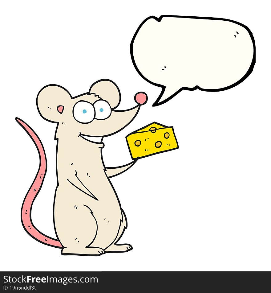 speech bubble cartoon mouse with cheese