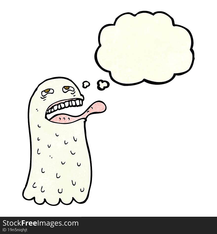 Cartoon Funny Ghost With Thought Bubble