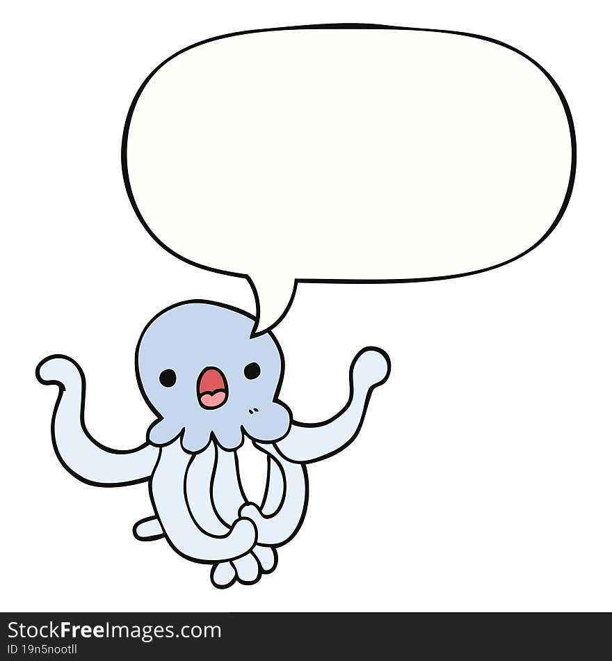 cartoon jellyfish and speech bubble