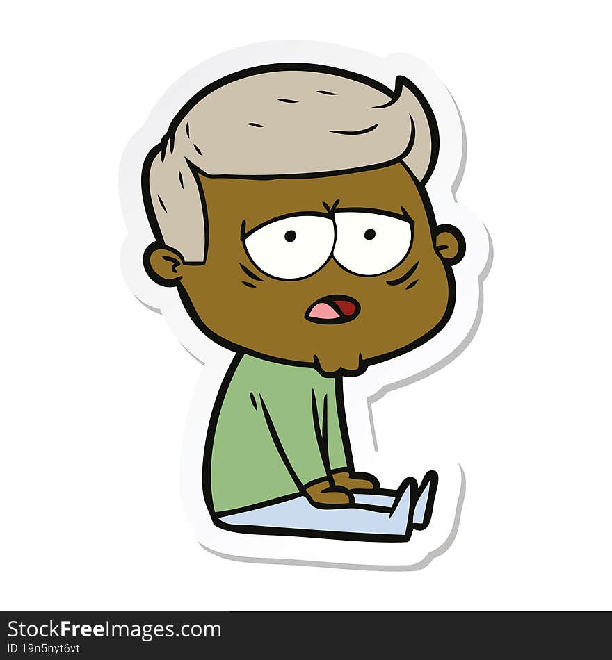 sticker of a cartoon tired man