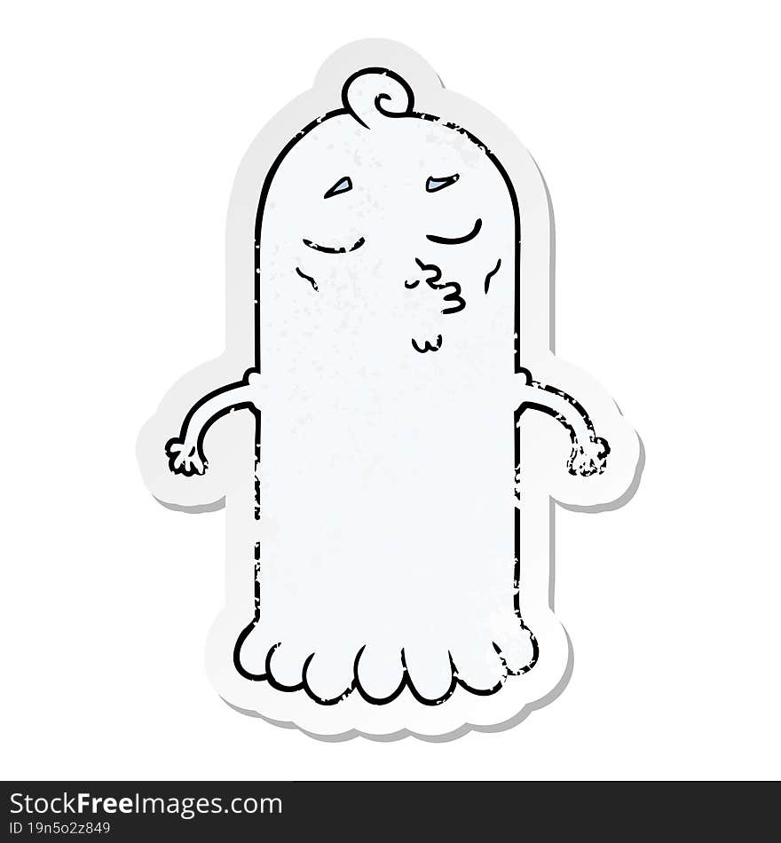 Distressed Sticker Of A Cartoon Ghost