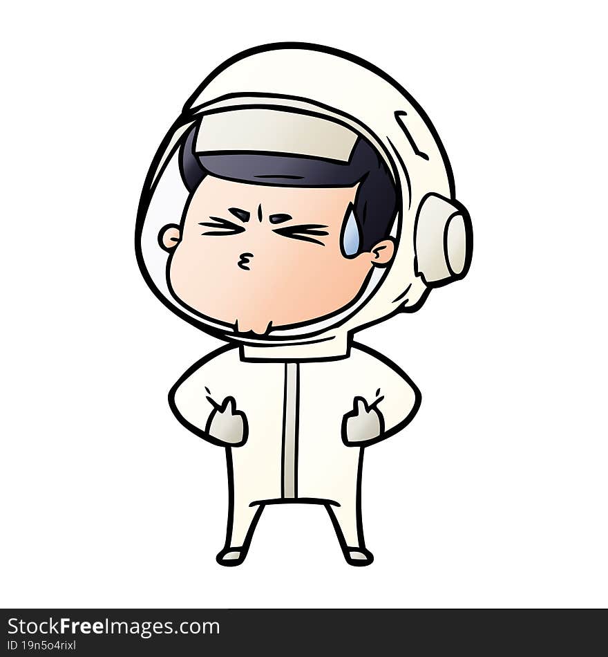 cartoon stressed astronaut. cartoon stressed astronaut