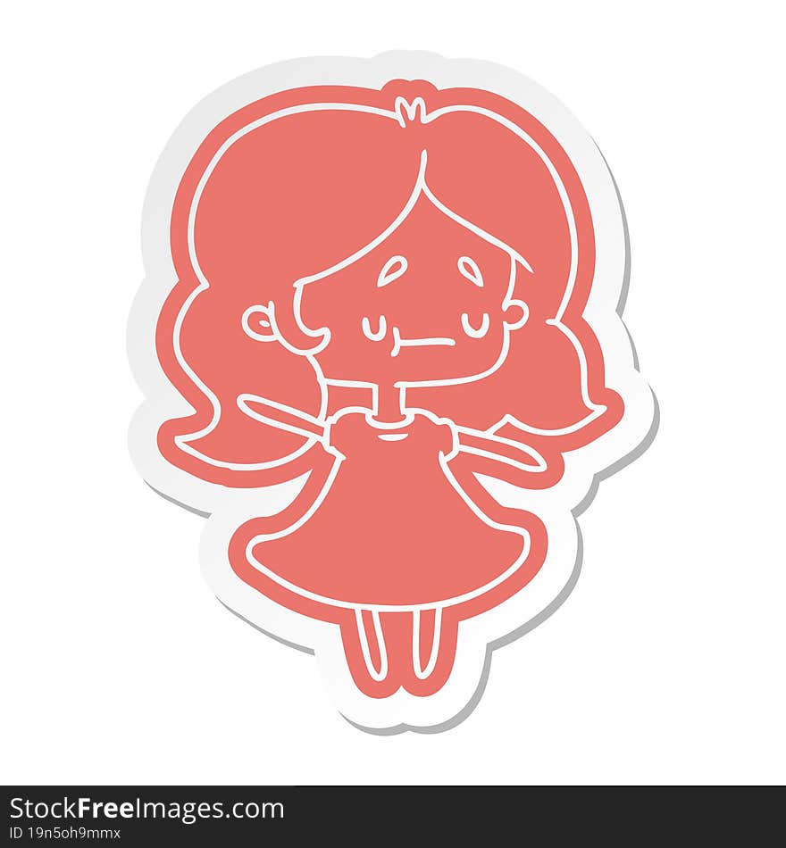 cartoon sticker of a cute kawaii girl