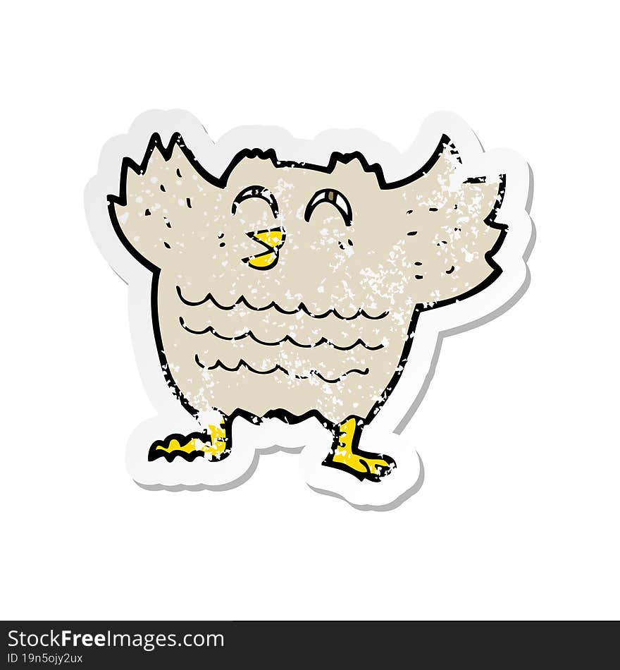 retro distressed sticker of a cartoon owl