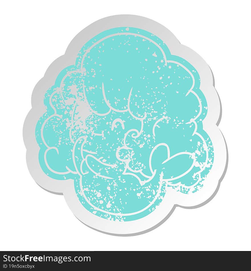 Distressed Old Sticker Kawaii Cute Ghost Mermaid