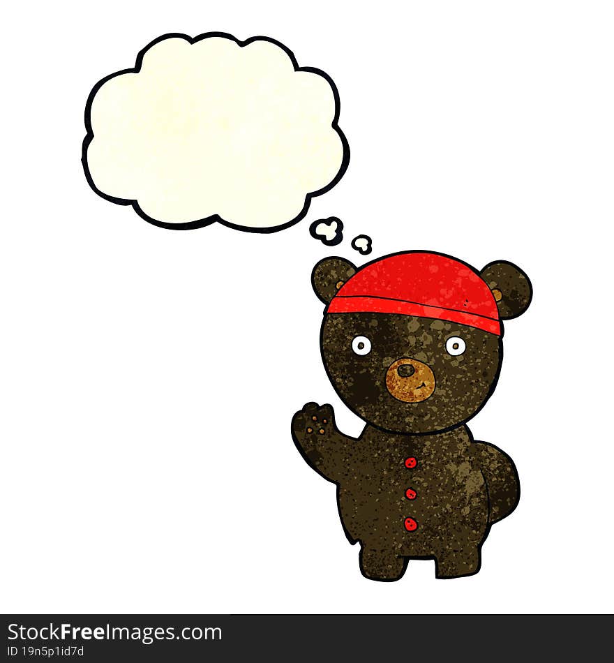 Cartoon Black Bear Cub With Thought Bubble