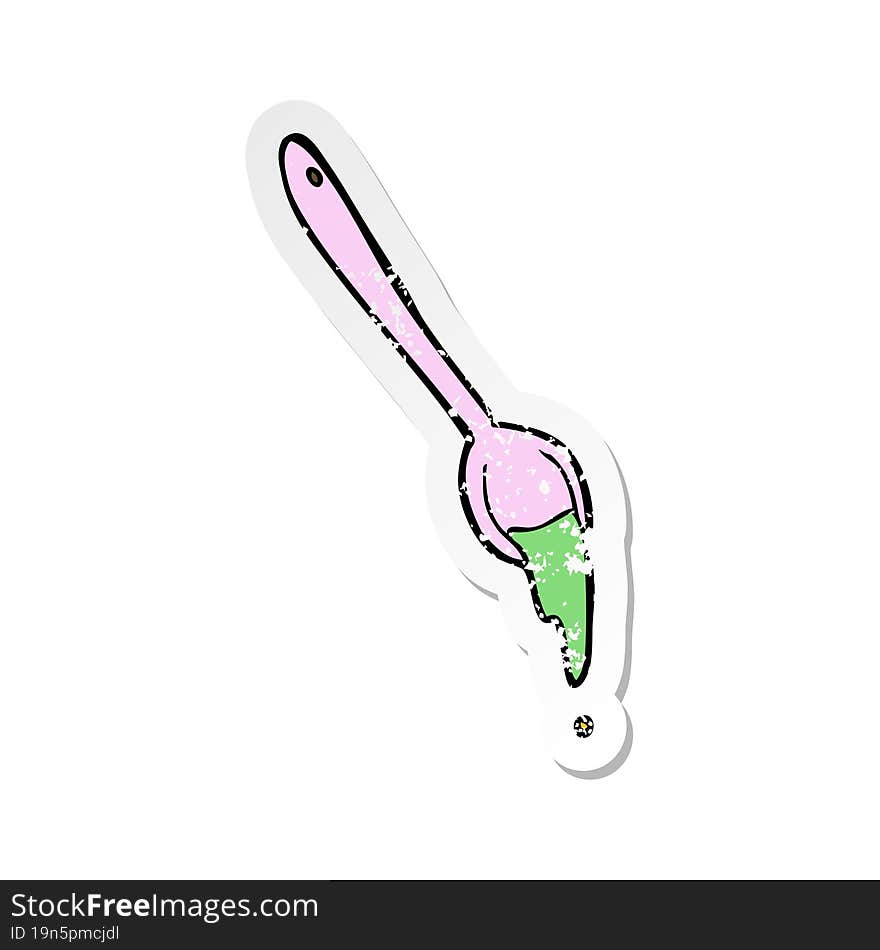 Retro Distressed Sticker Of A Cartoon Spoon