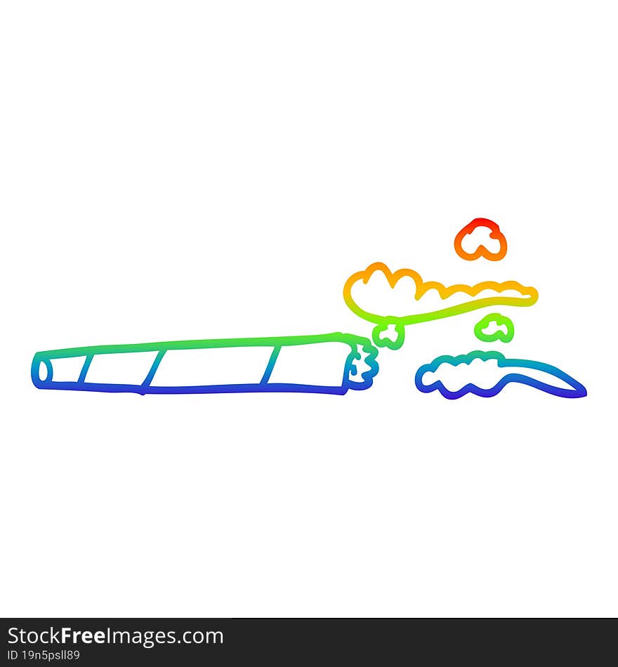 rainbow gradient line drawing of a cartoon lit joint