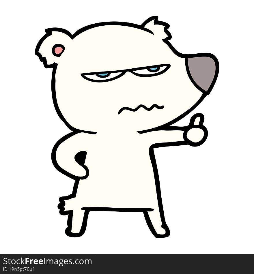 angry bear polar cartoon giving thumbs up. angry bear polar cartoon giving thumbs up