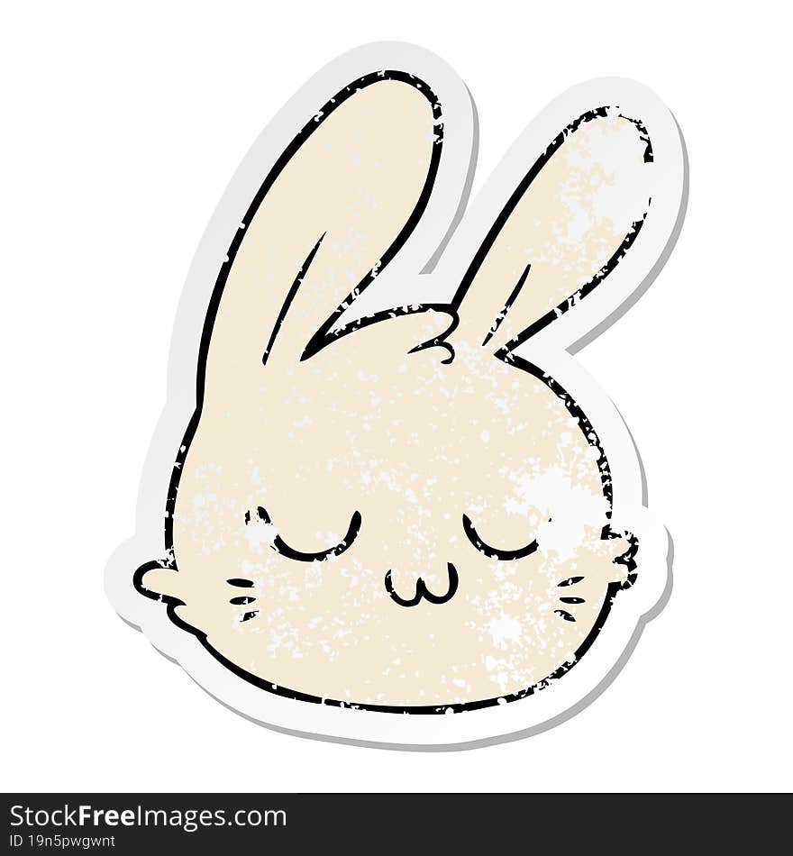 distressed sticker of a cartoon rabbit face