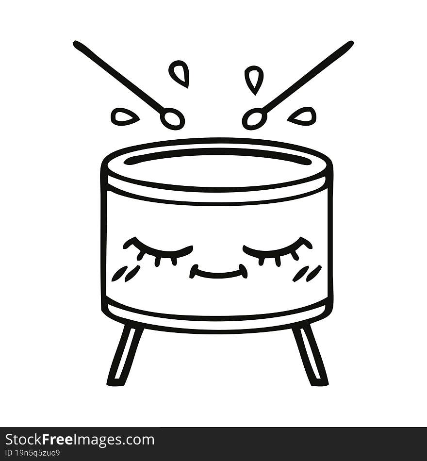 line drawing cartoon of a drum. line drawing cartoon of a drum